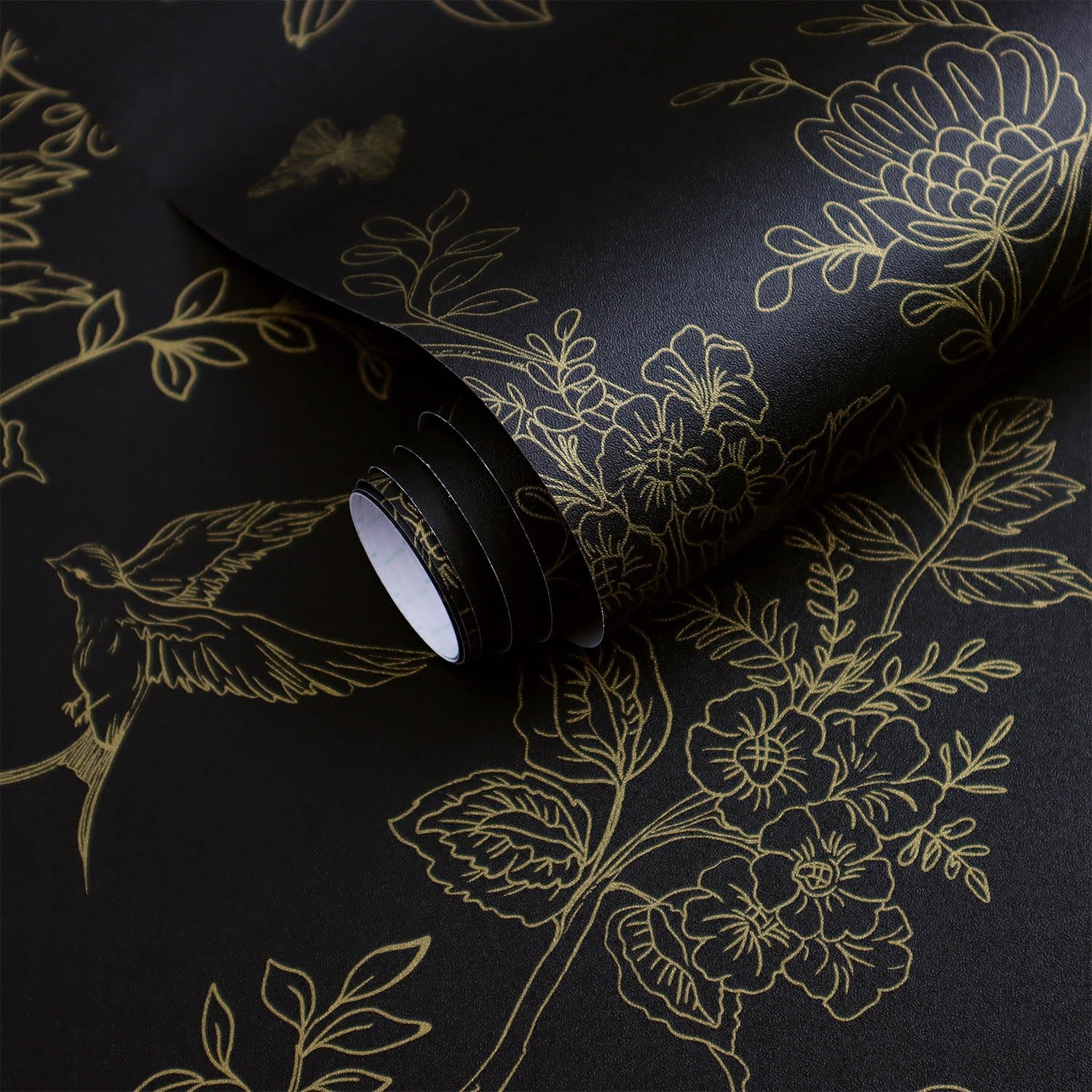 Froluya Black and Gold Wallpaper Peel 17.7″ x 393.7″,