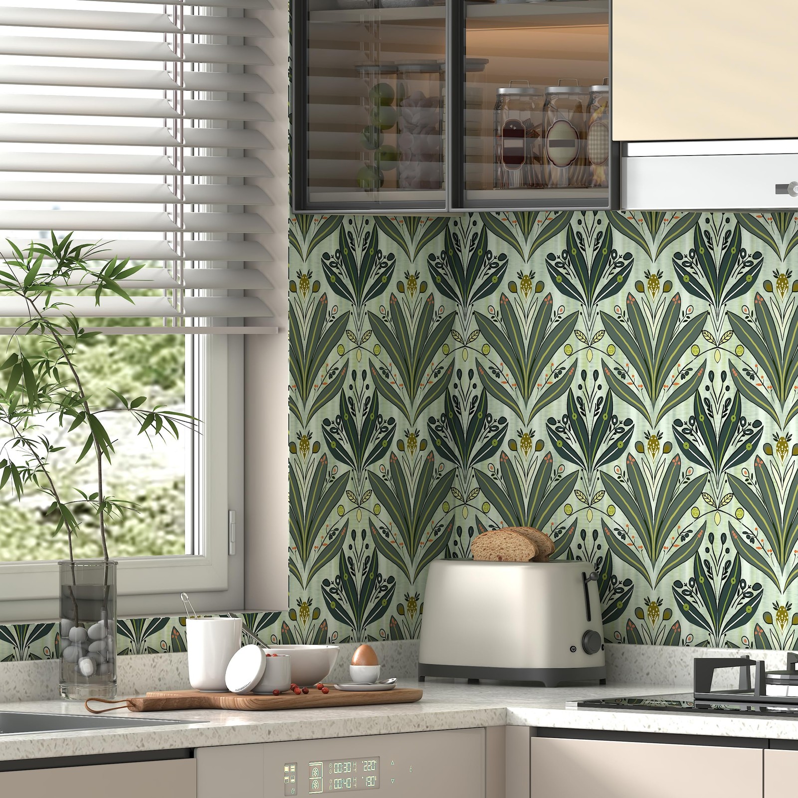 Green Leaf Wallpaper Peel and Stick 17.3″ x 78.8″,