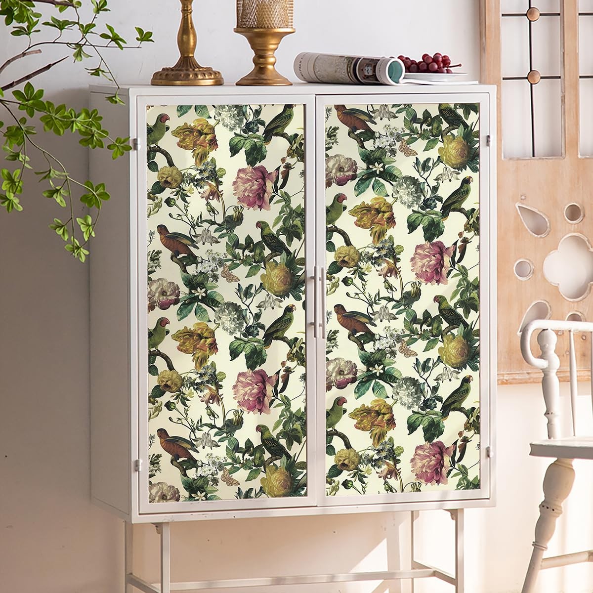 Vintage Floral Peel and Stick 16.9inch×118.1inch, Multicolor