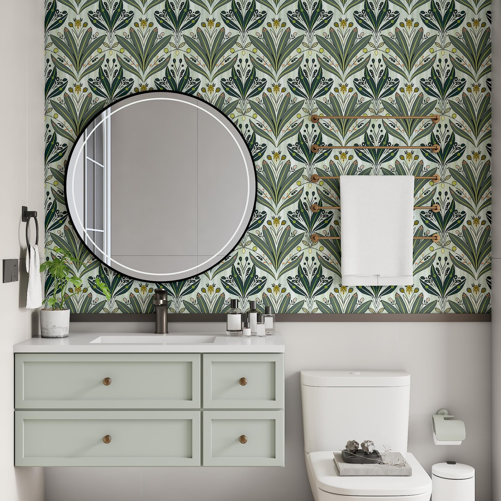 Green Leaf Wallpaper Peel and Stick 17.3″ x 78.8″,