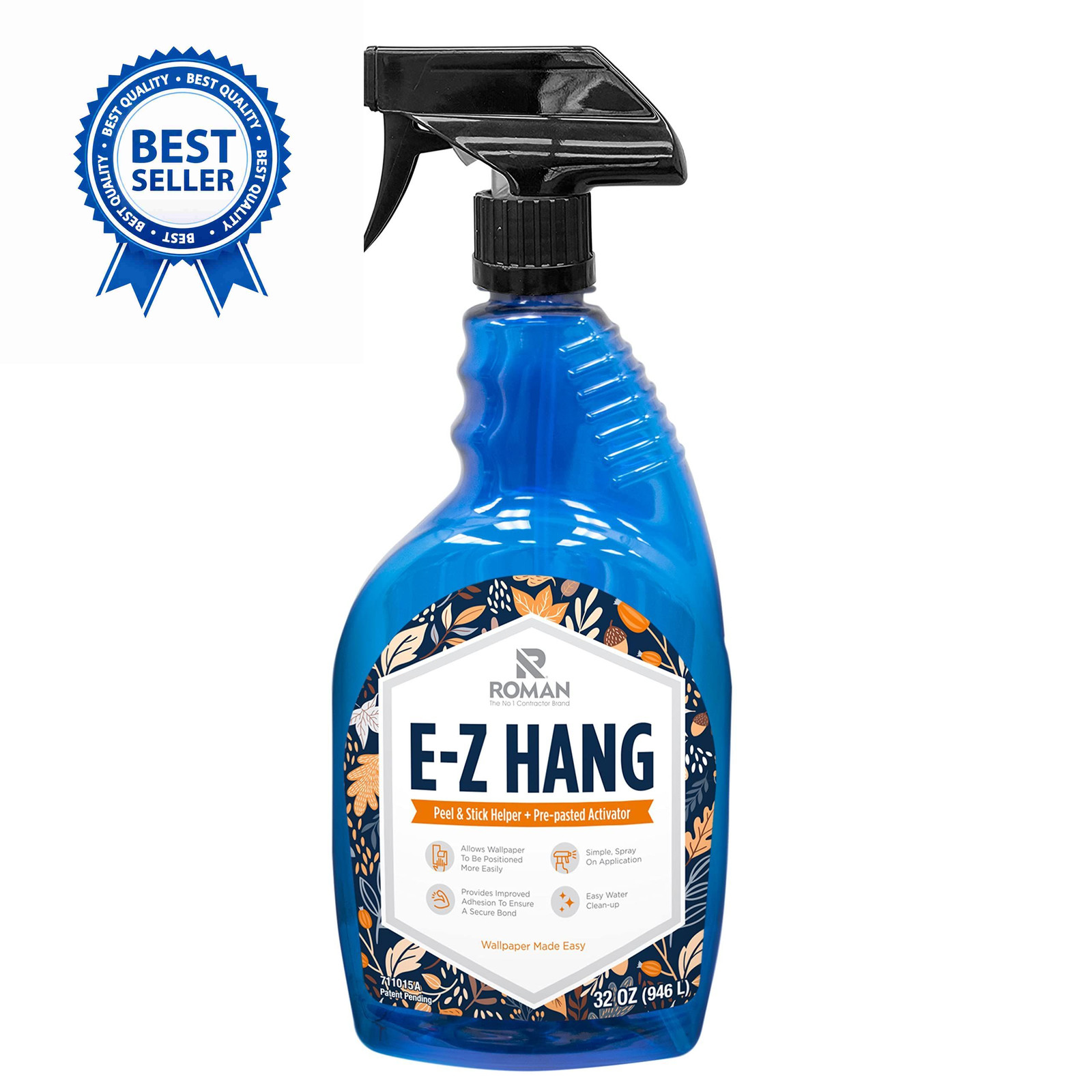 Roman’s E-Z Hang Peel & Stick Wallpaper Helper, Clear, Non-Staining,, Clear