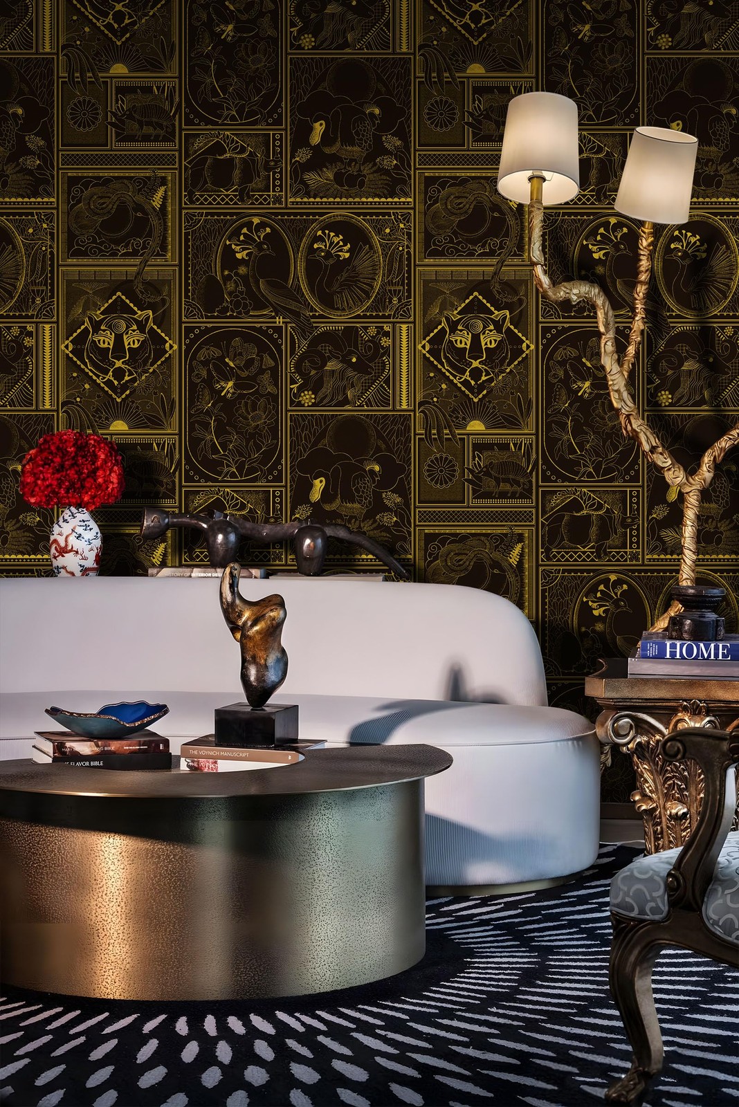 Vintique Black and Gold Wallpaper Peel Stick 17.3″ x 118″,
