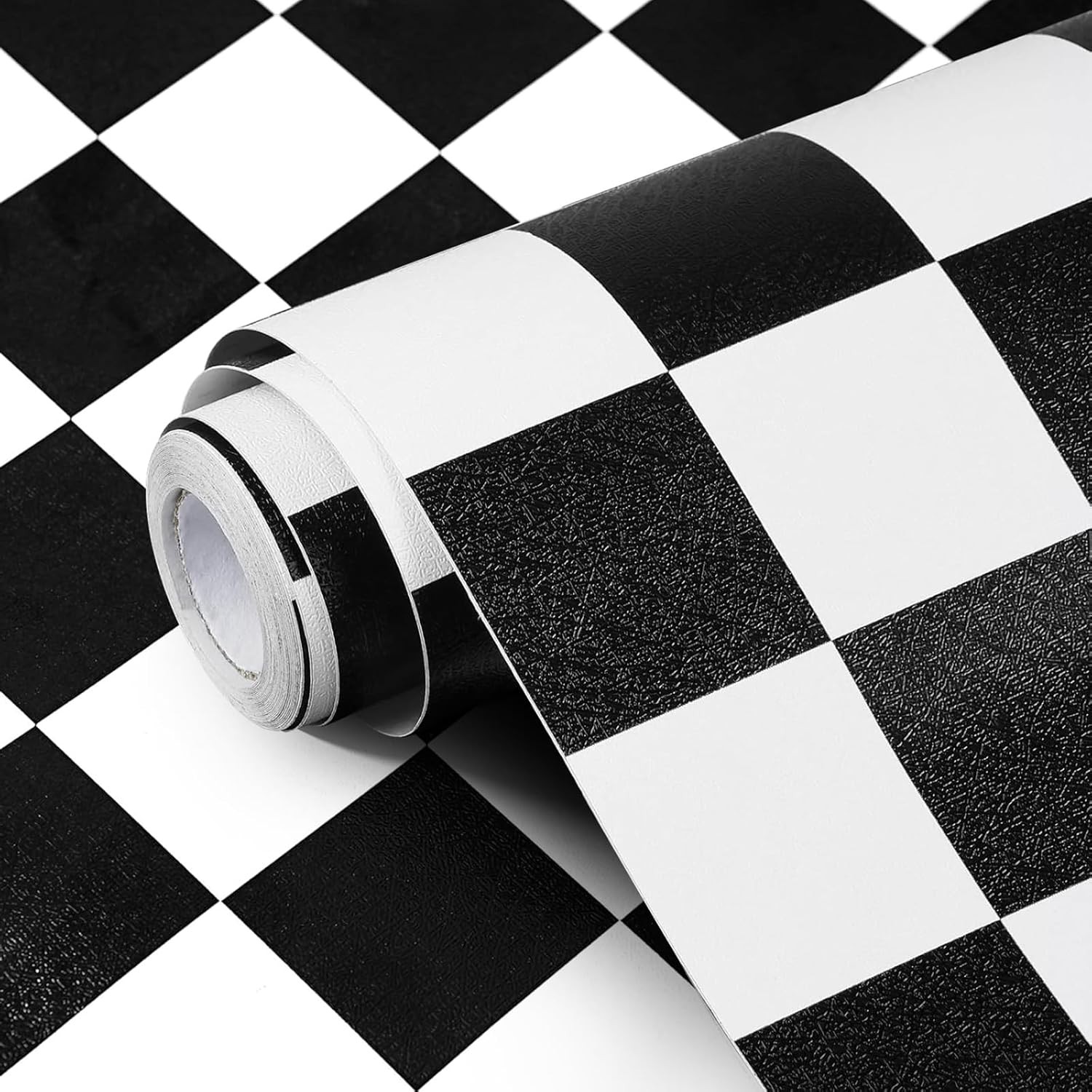 Jeweluck Black and White Wallpaper Peel 17.7inchx118.1inch, Checkered