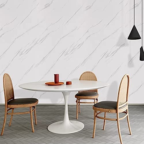 Glossy Marble Paper Granite Gray/White Wallpaper 15.8″ x 118″, Gray White