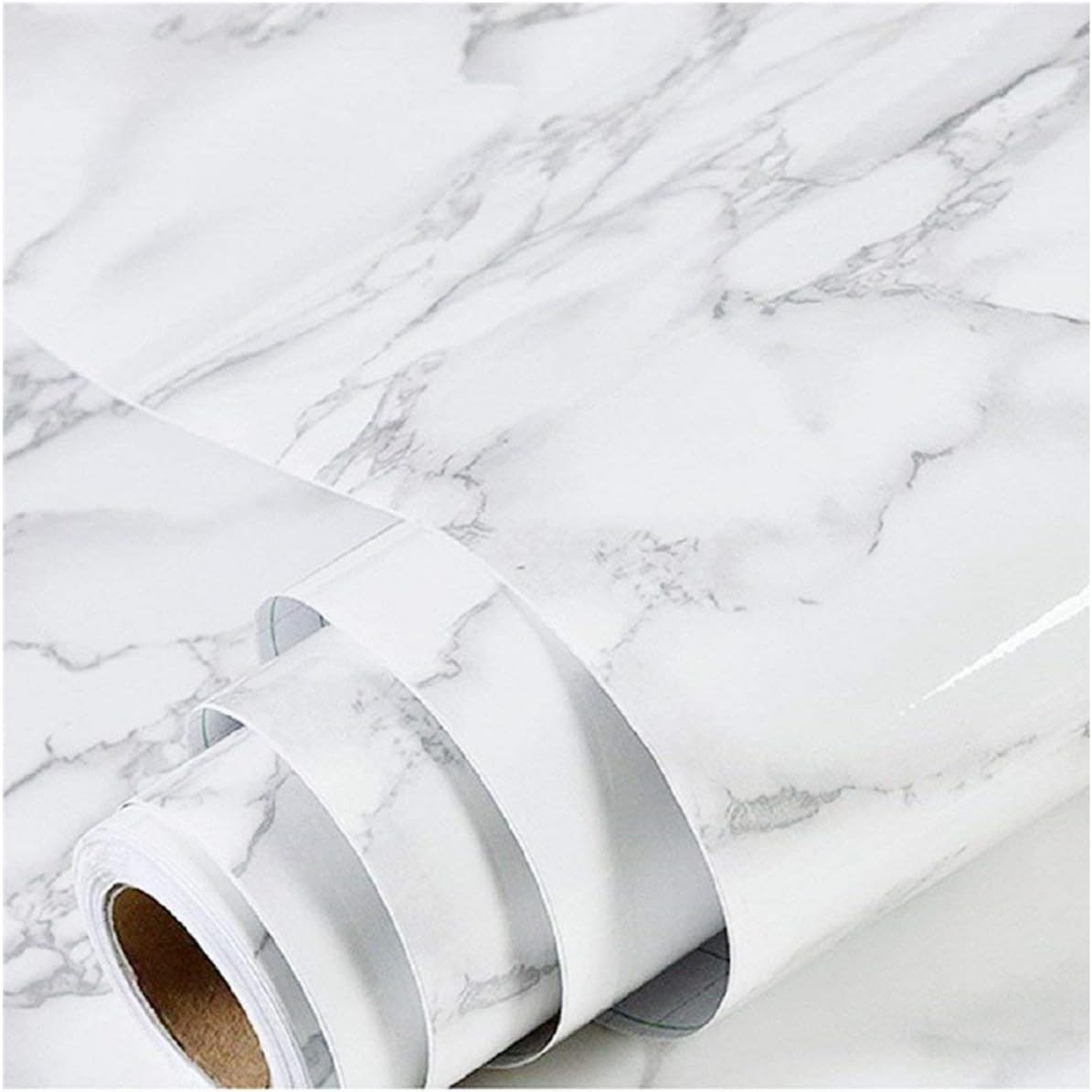 Marble Peel and Stick Wallpaper Granite Wall Paper 17.7 x 78.7, Gray/White