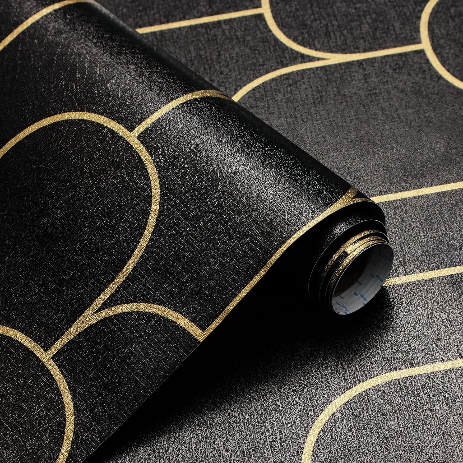 Yasinet Peel and Stick Wallpaper Black Gold 17.3″ x 118.7″,