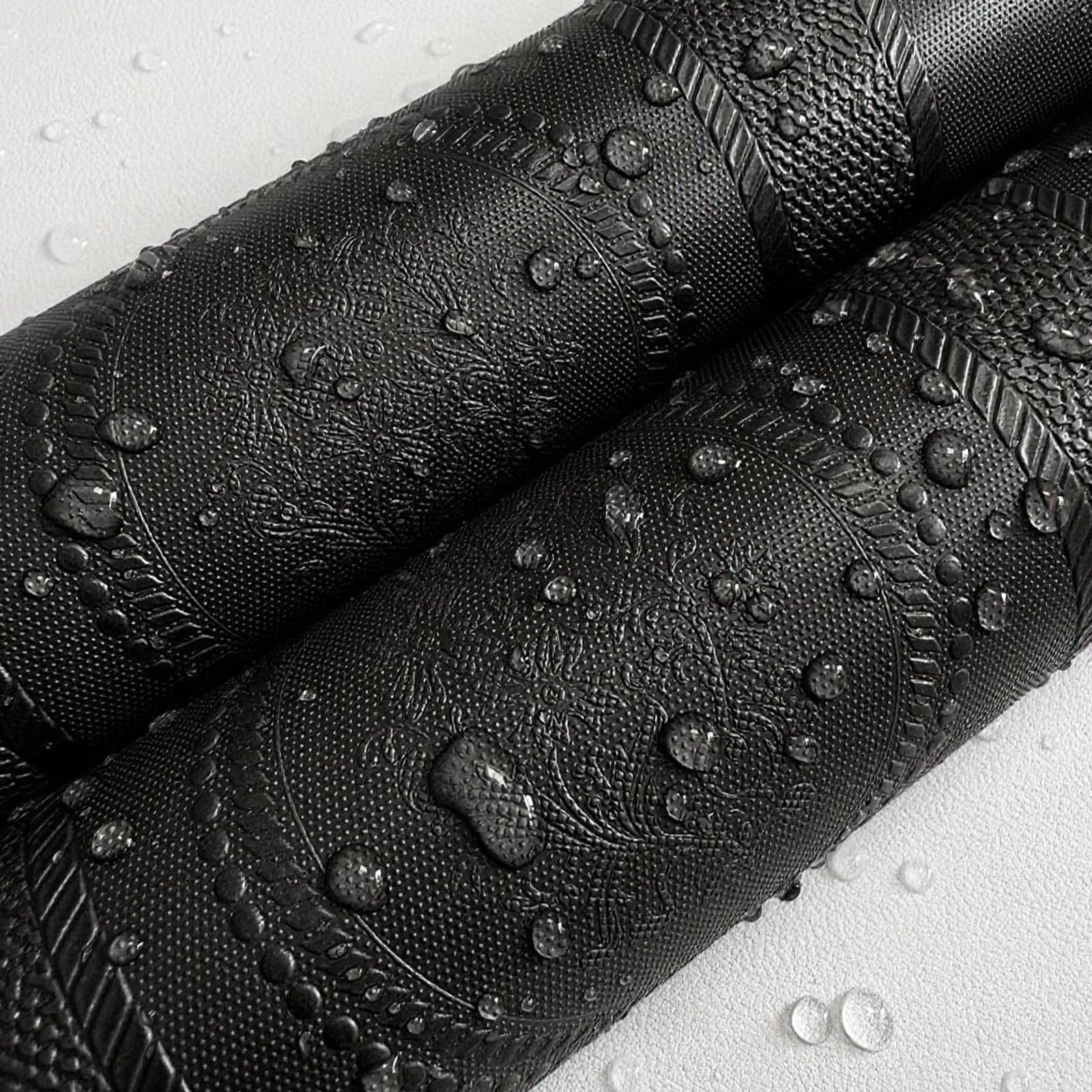 3D Black Textured Wallpaper Peel and Stick Decorative Contact Paper
