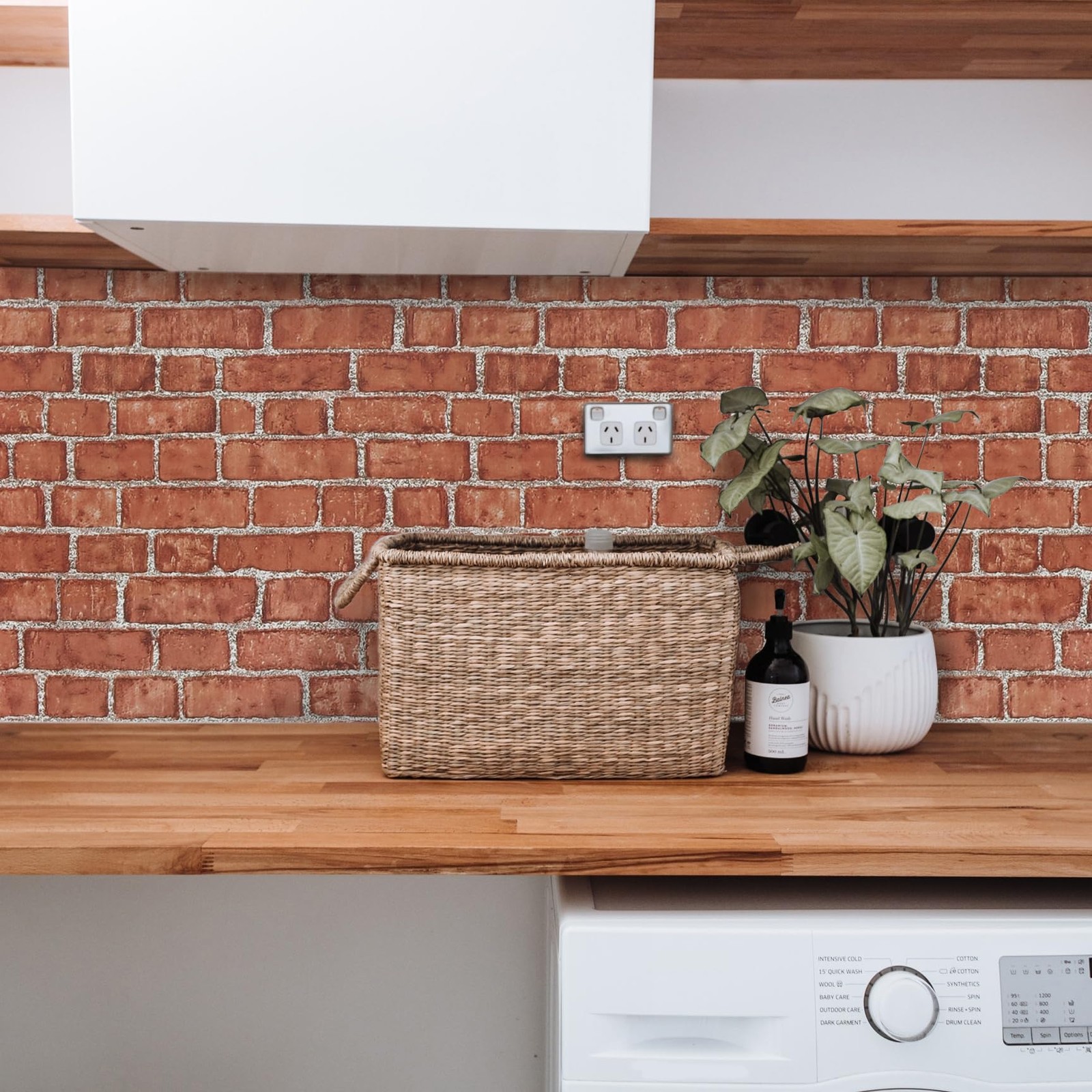 Naphite Red Brick Peel and Stick Wallpaper 3D Faux 17.7″ x 393″,
