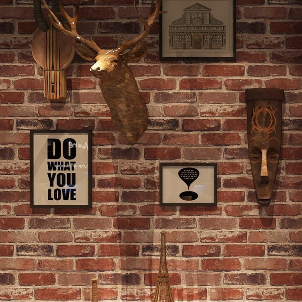 Red Brick Wallpaper Peel and Stick Realistic Distressed 17.3 x 118,