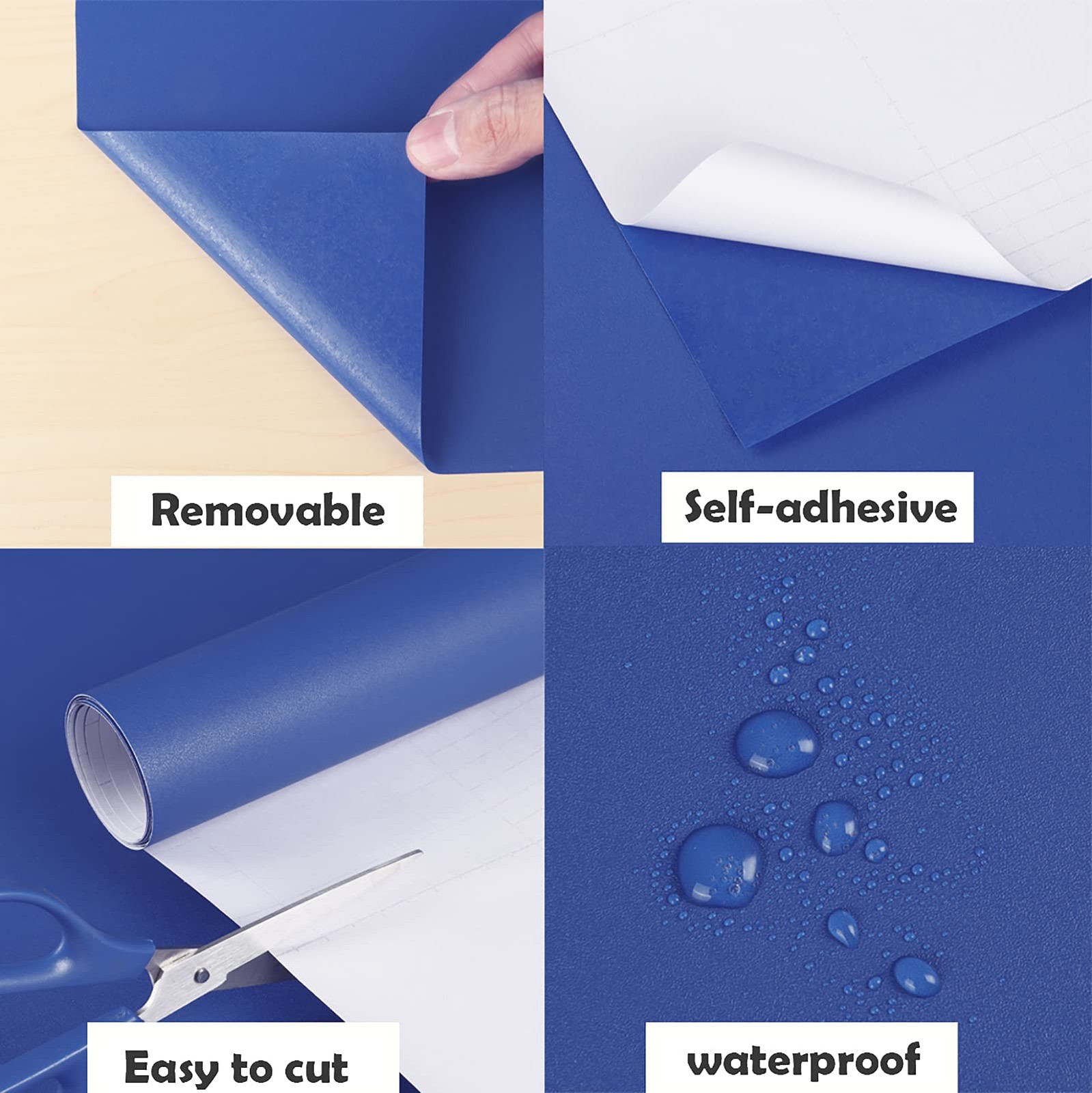 Micpolo 15.7″x118″ Blue Peel and Stick Wallpaper 15.7″ x 118″, Dark
