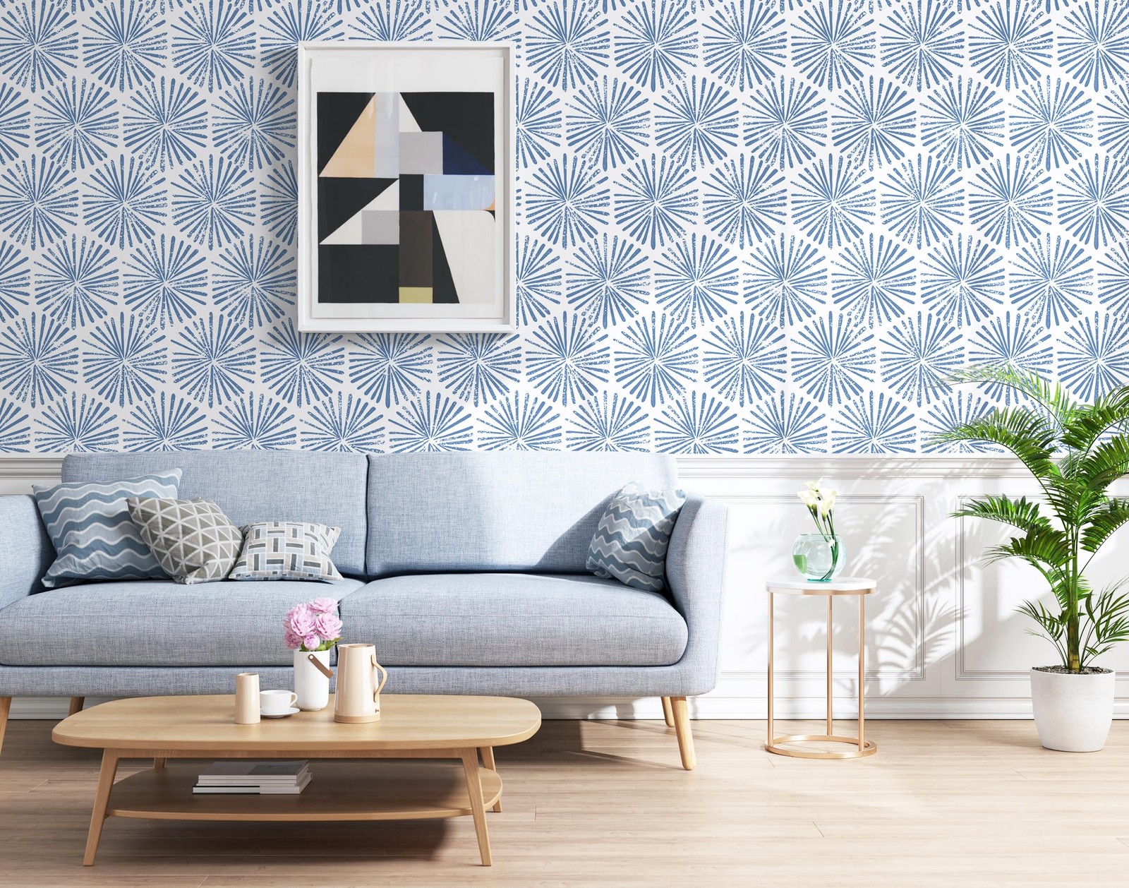 Guvana 17.3»×118» Peel and Stick Wallpaper Blue 17.3″ x 118″,