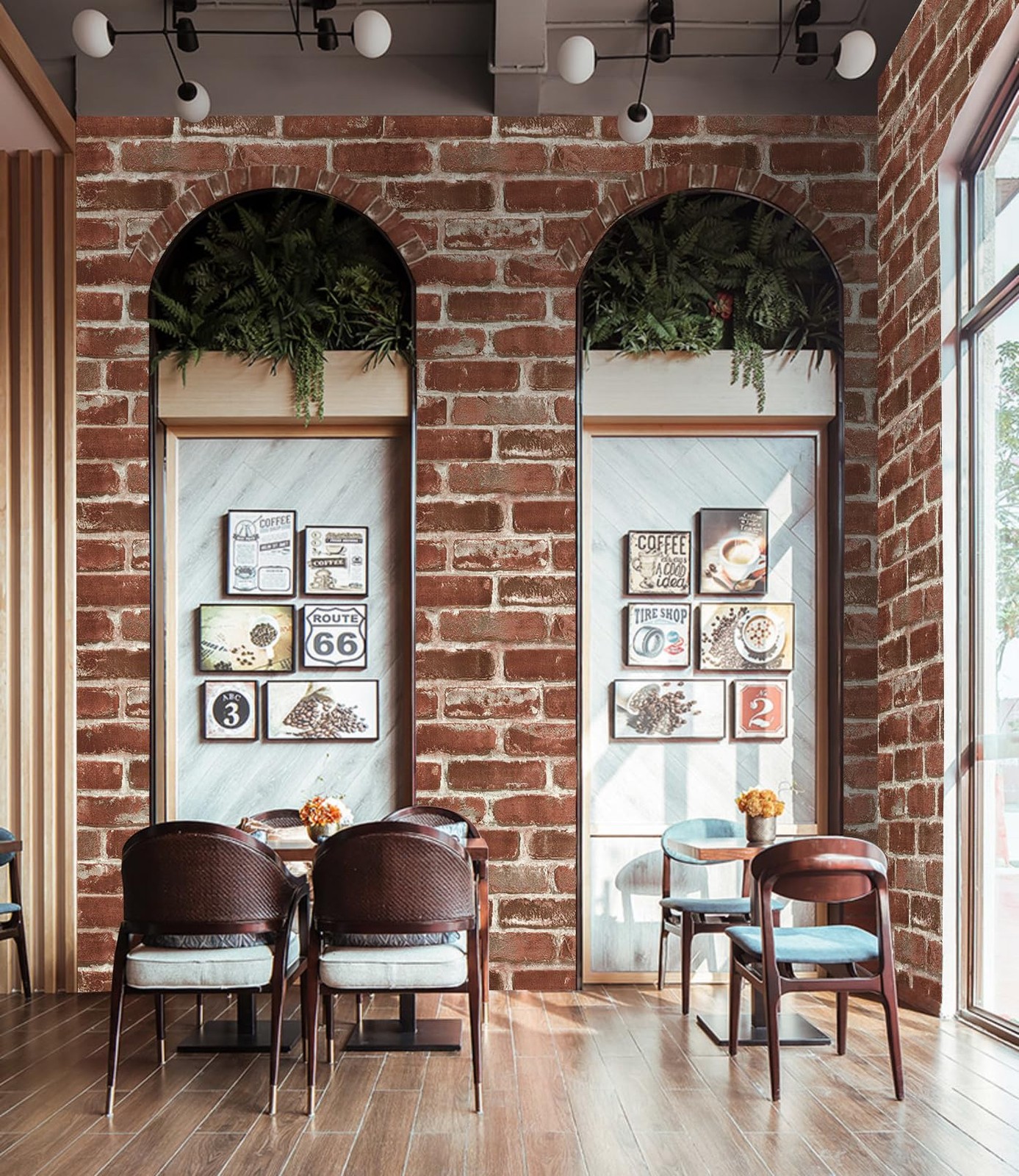 Hopeak Red Brick Wallpaper Self-Adhesive Peel and 17.5″ x 118″,