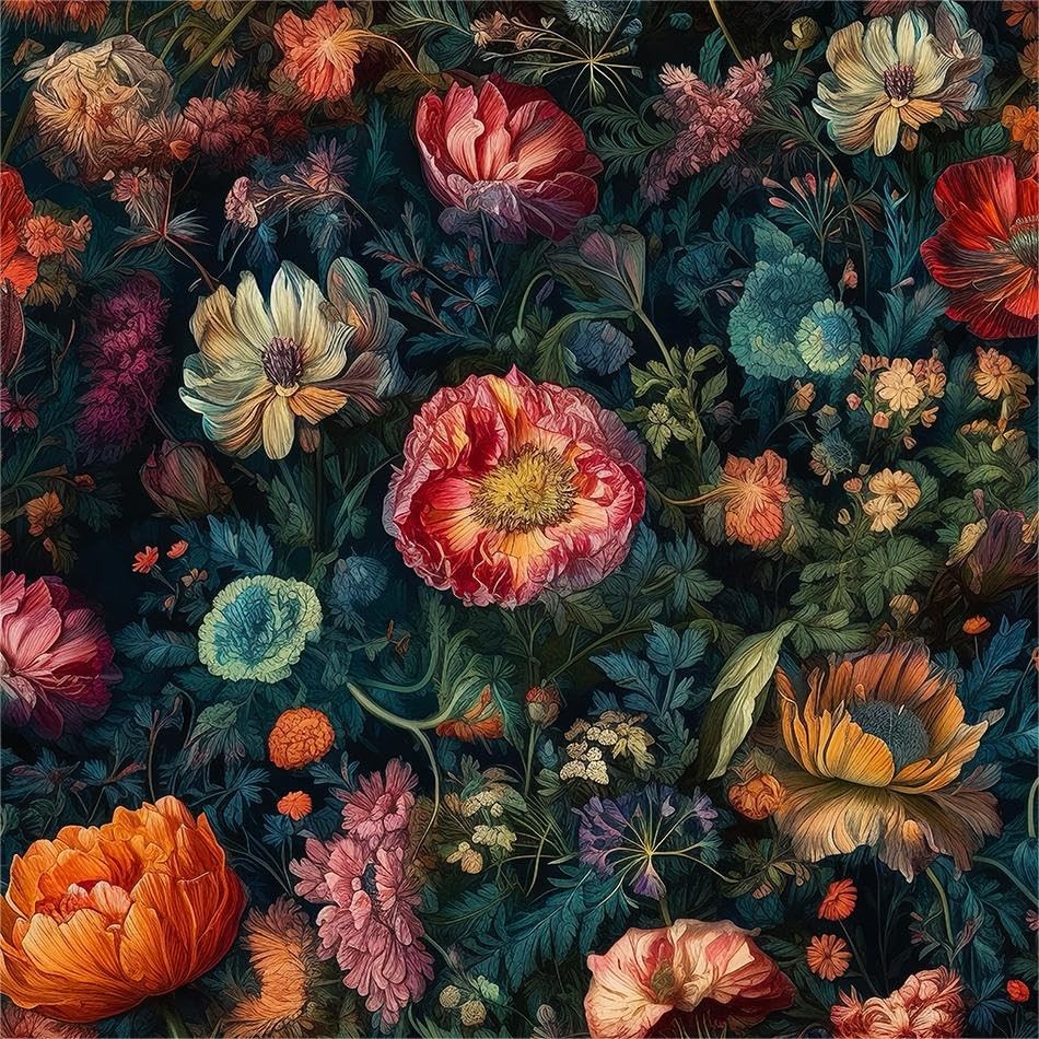 MuralPeel Vintage Flowers Garden 17.7″ x 118.1″, Classical