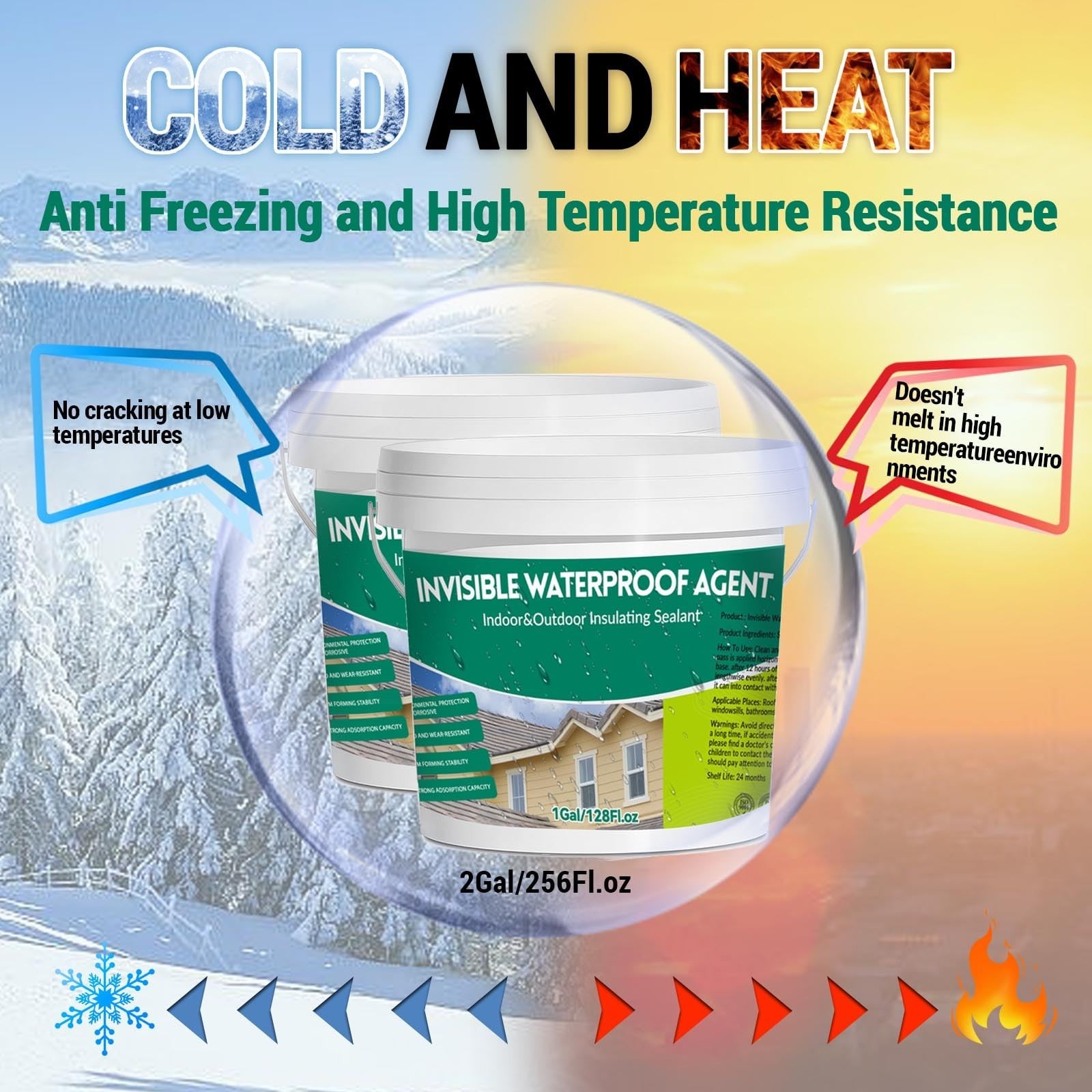 Qiveaory 2Gal Transparent Waterproof Coating Agent Set – 256Fl.oz