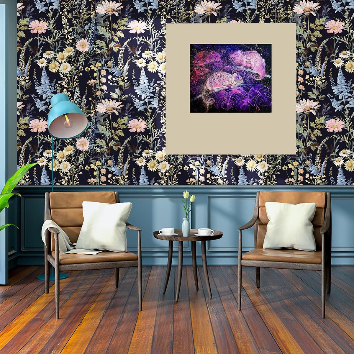 Nukofal Floral Peel and Stick Wallpaper Vintage 15.7inch x 118.1inch, Dark