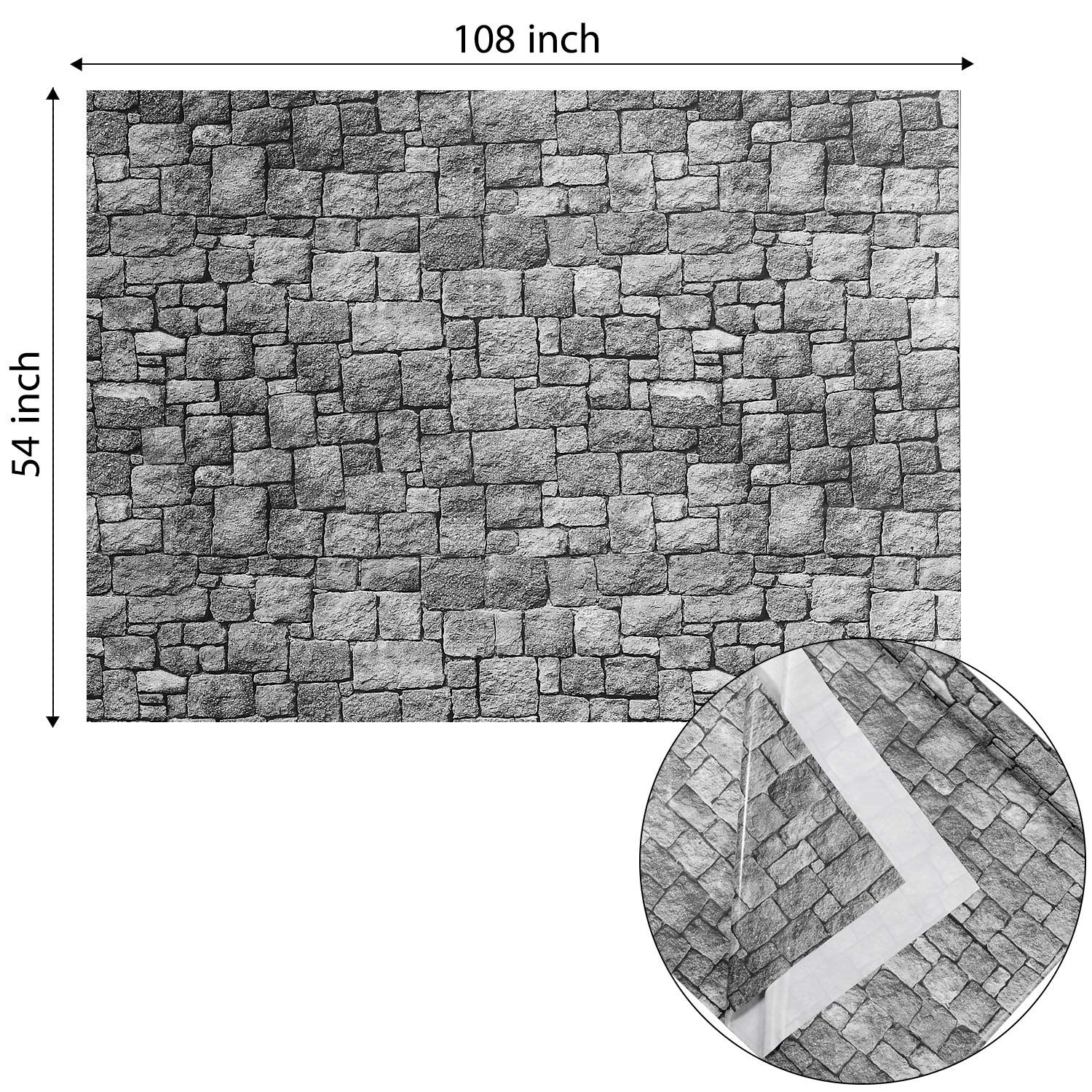 Chuangdi 2pcs 4.5 x 9 Feet Brick Wallpaper Peel and Stick x 9 Feet, Gray