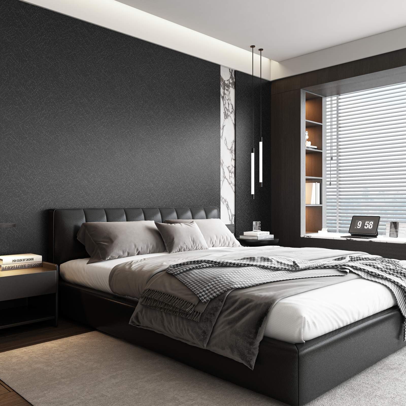 Abyssaly Black Silk Wallpaper Peel and Stick 15.7″ X x 393.7″,