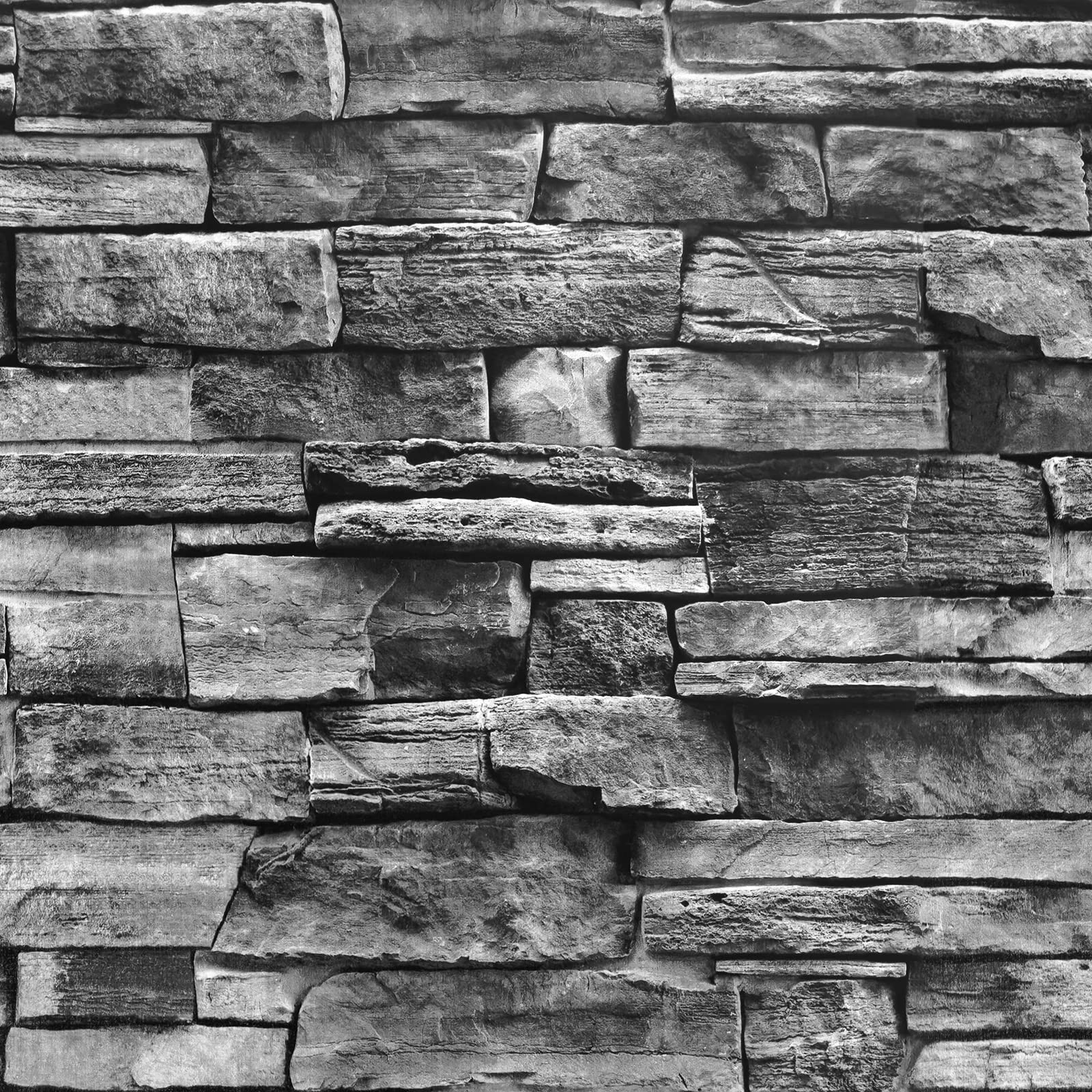 Jeweluck Grey Brick Wallpaper Peel and Stick 17.7″ x 118.1″, Dark Gray