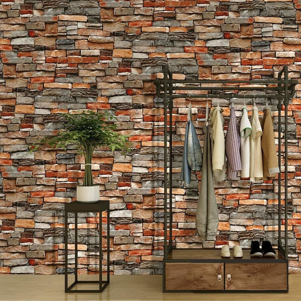 MelunMer Stone Peel and Stick Wallpaper Rock 17.7 x 393", wallpaper
