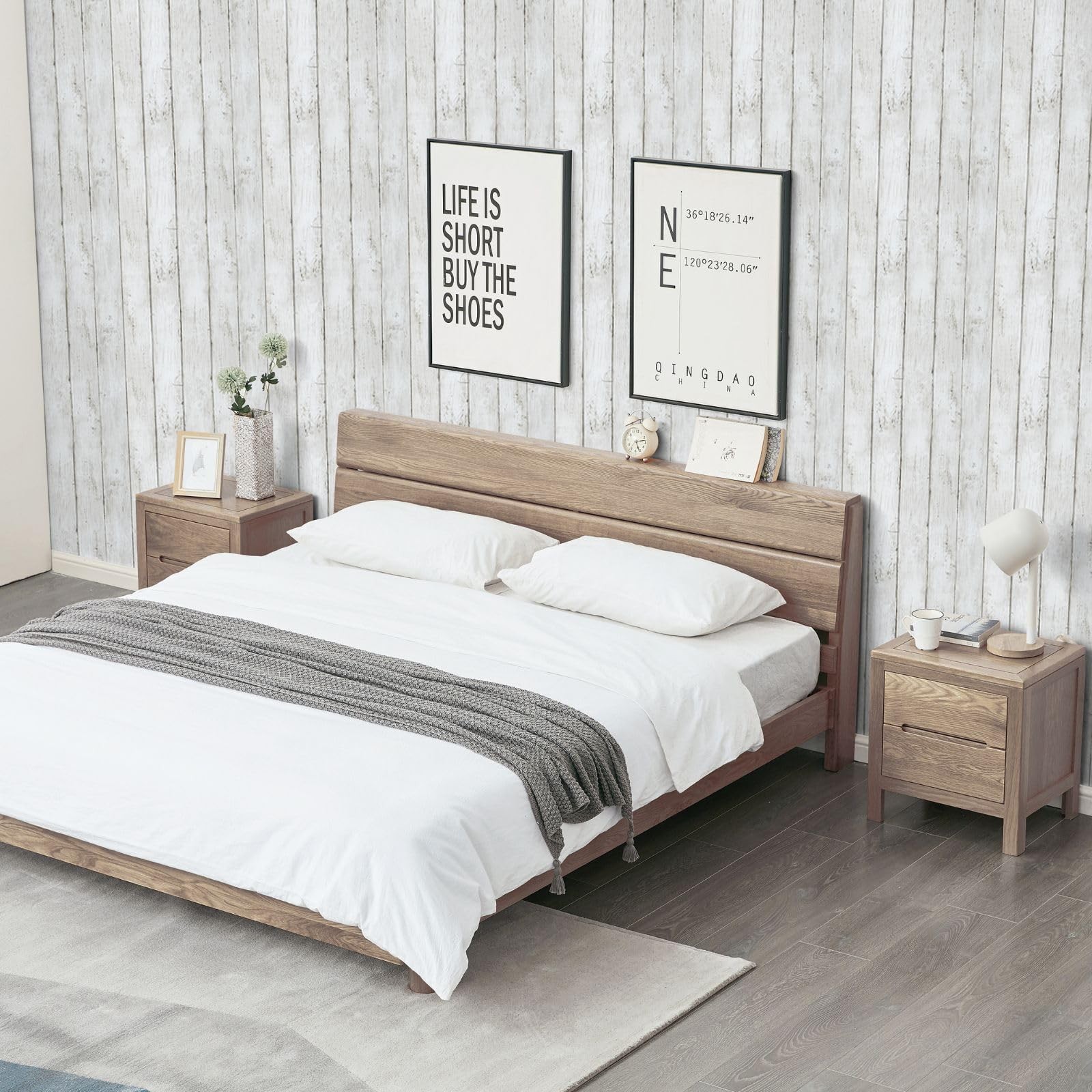 Abyssaly Peel and Stick Wallpaper 17.7″ X 118″ White x 118″, White/Gray