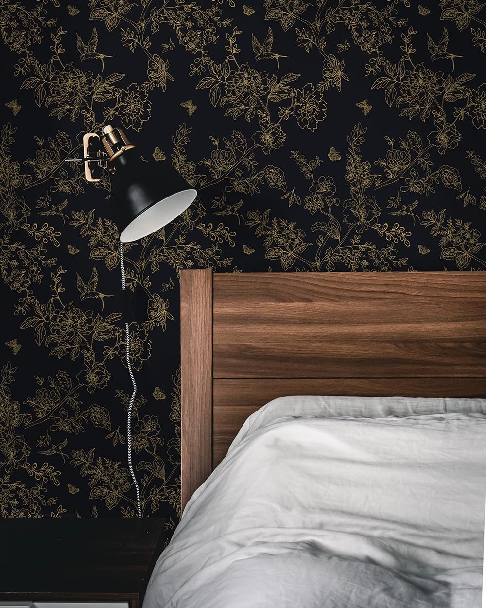 Froluya Black and Gold Wallpaper Peel 17.7″ x 393.7″,
