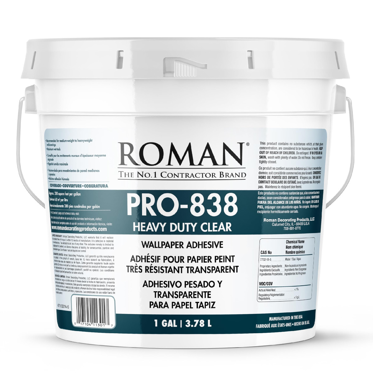 Roman Pro-838 Heavy Duty Clear Wallpaper Adhesive For Commercial Weight