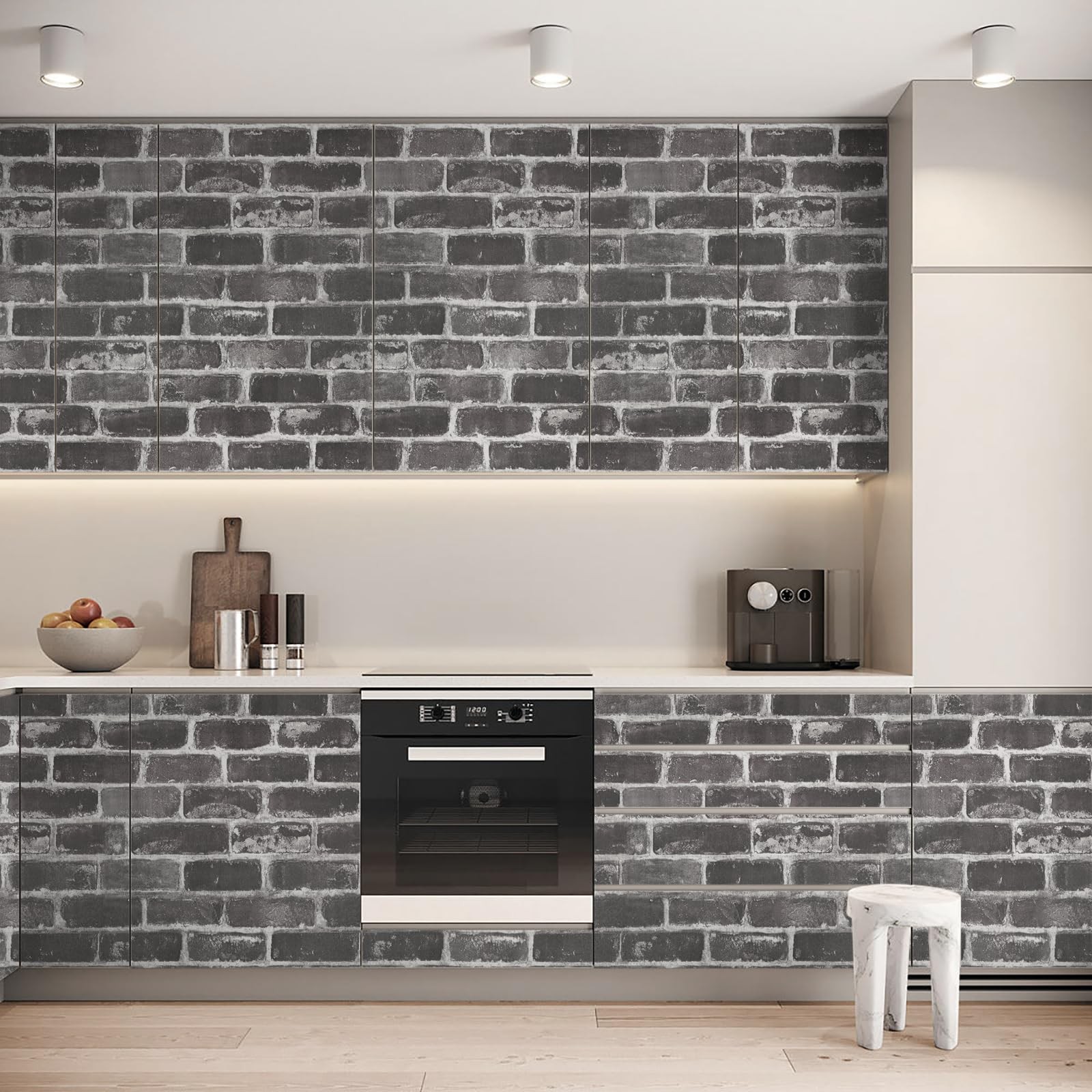Qianglive Grey Brick Peel and Stick Wallpaper 17.5″×120″ 17.5″ x 120″, Gray