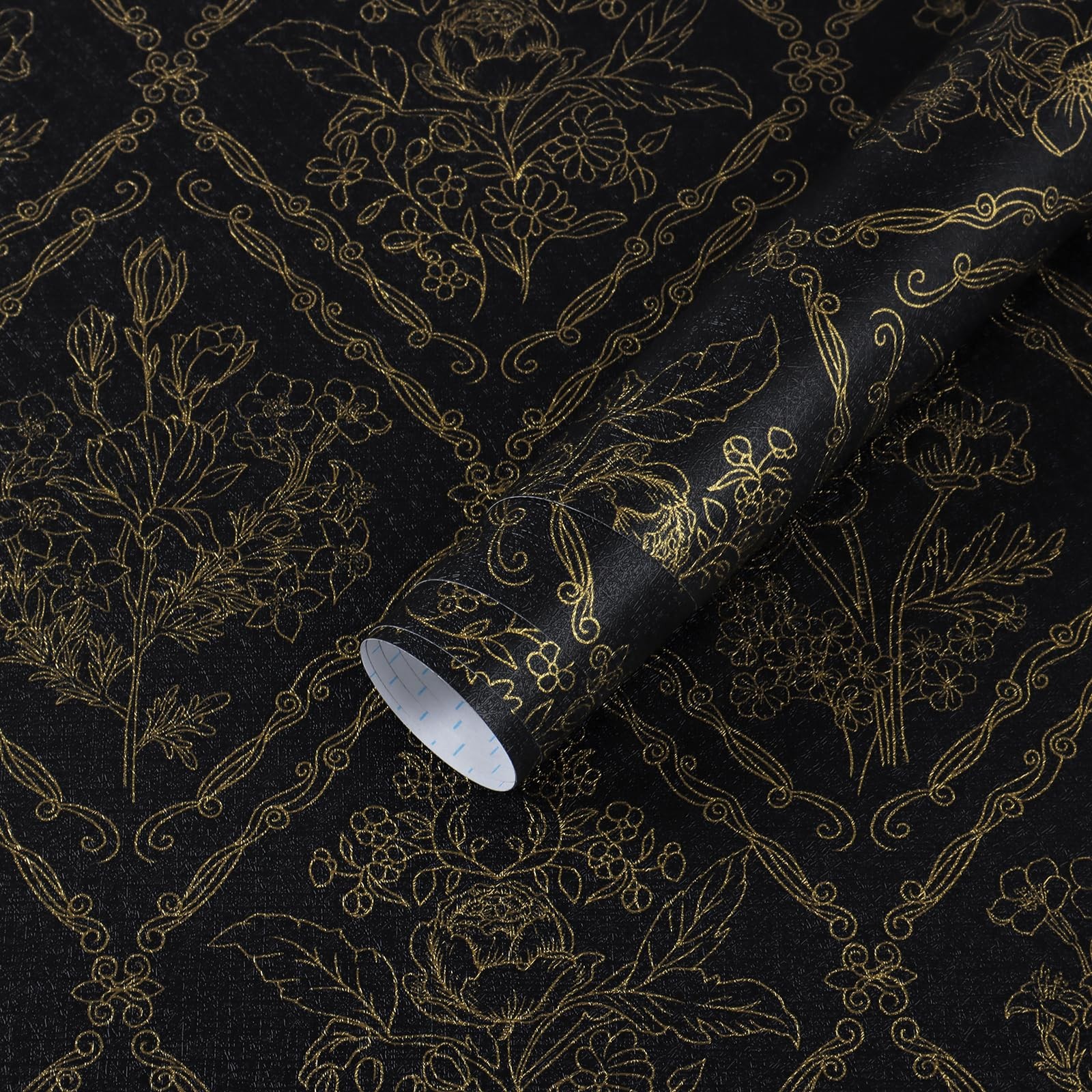 Toduso Peel and Stick Wallpaper Vintage Wall 17.3″ x 78.7″, Black Glod