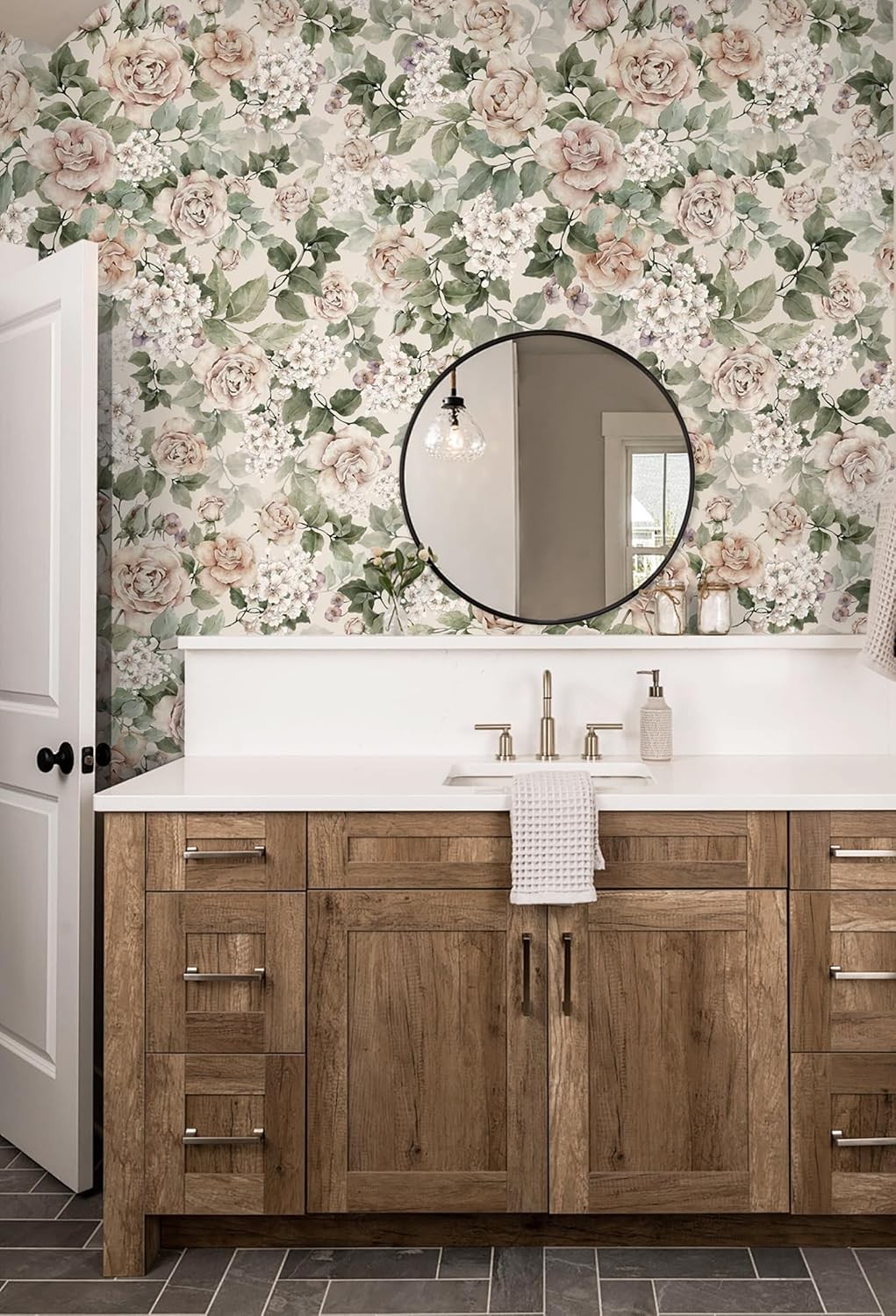 CiCiwind Peel and Stick Wallpaper Vintage Floral Contact 17.3 x 78.7, Light