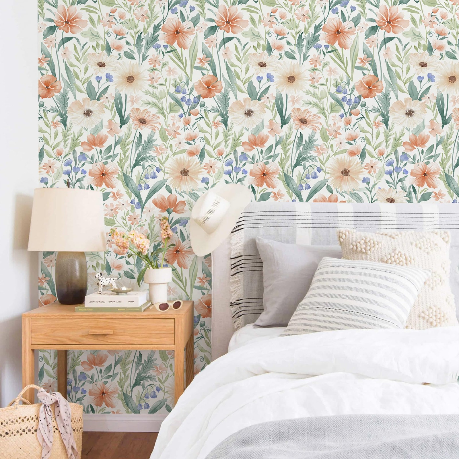 MelunMer Floral Wallpaper Peel and Stick 78.7″×17.3″, Multicolor