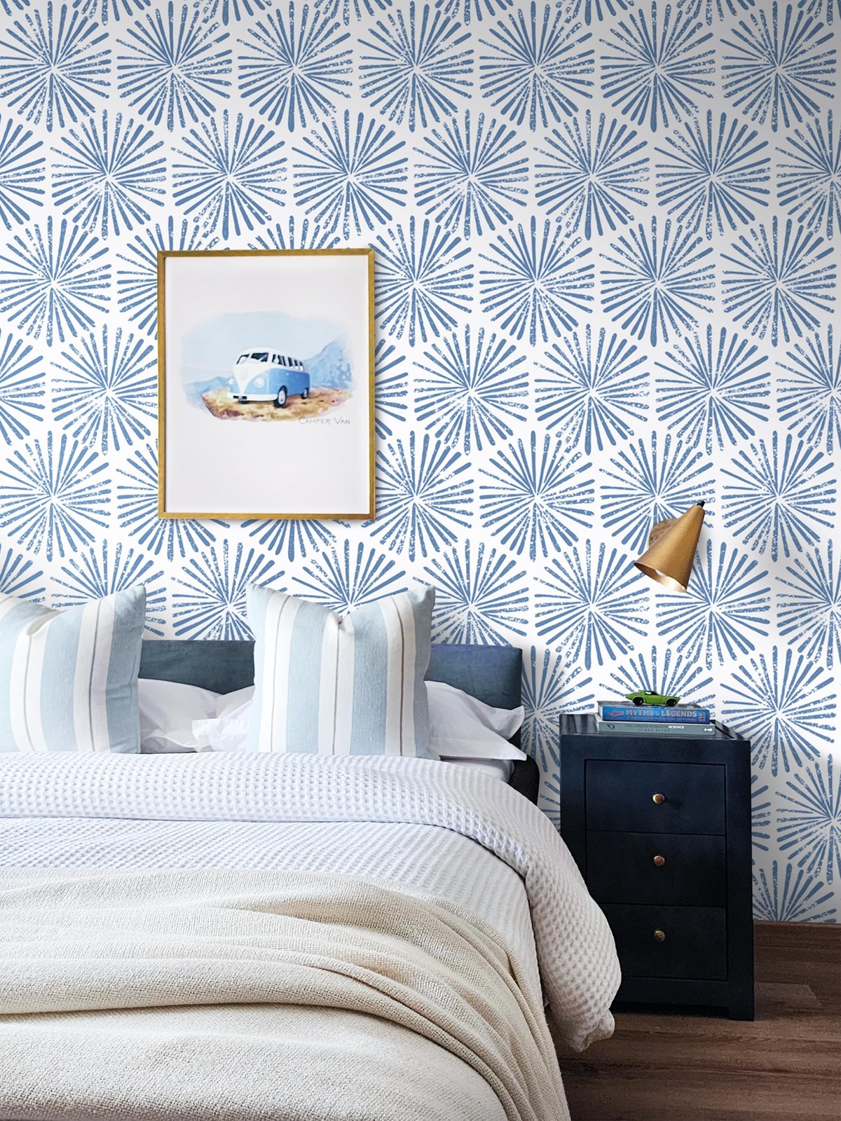 Guvana 17.3»×118» Peel and Stick Wallpaper Blue 17.3″ x 118″,