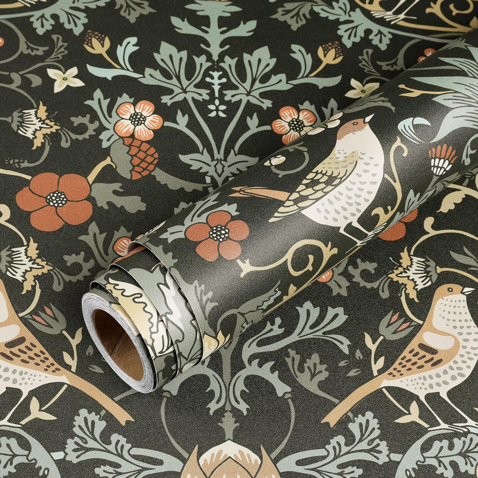 Livelynine Green William Morris Wallpaper 17.5″ x 78.8″,