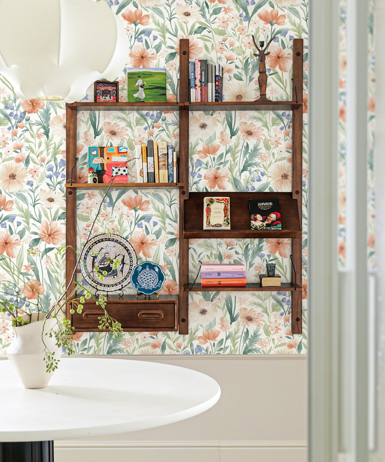 MelunMer Floral Wallpaper Peel and Stick 78.7″×17.3″, Multicolor