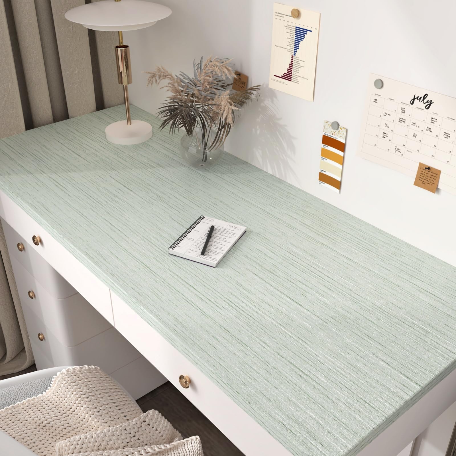 WESTICK Green Grasscloth Peel and Stick Wallpaper 15.8″ x 78″, Light
