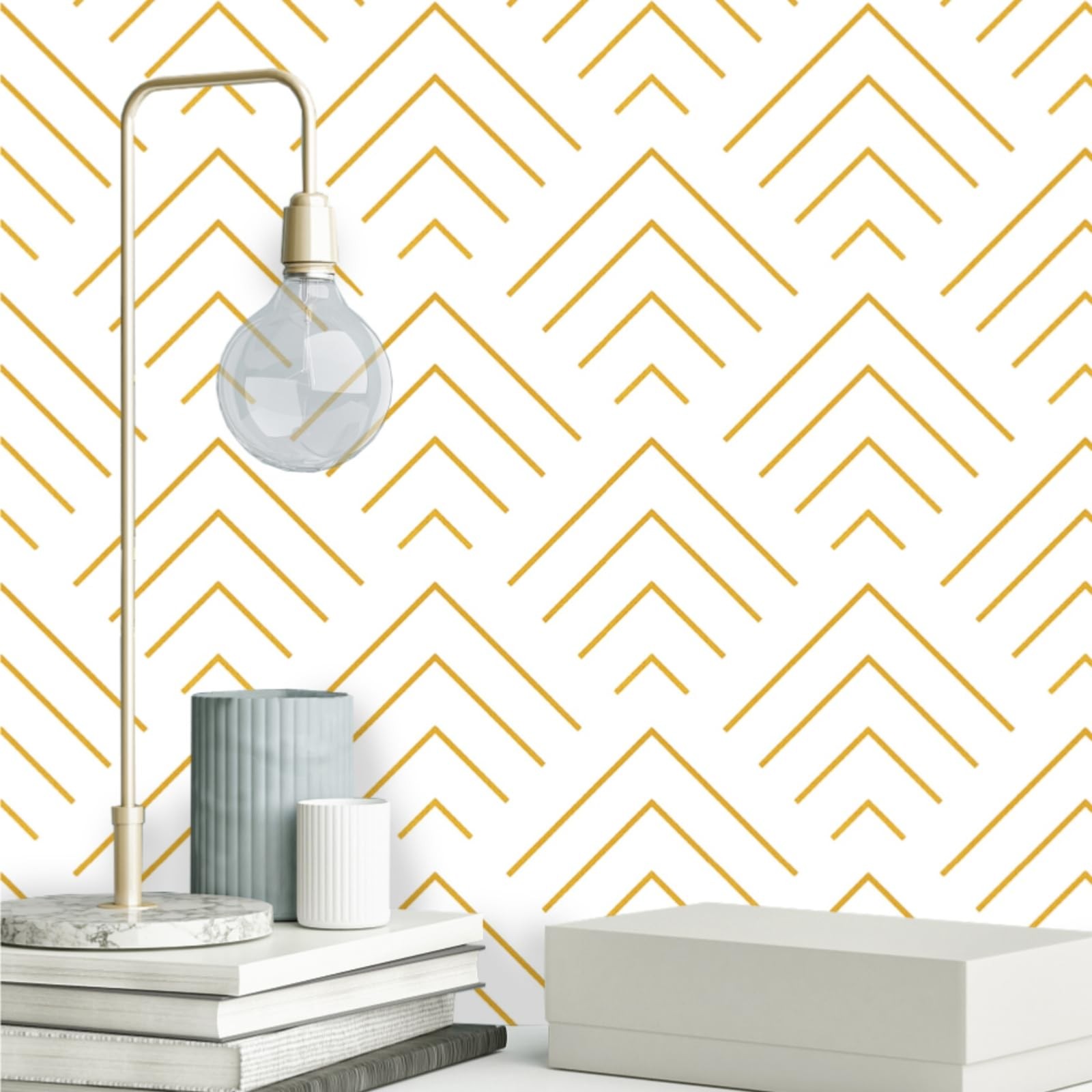 Heroad Peel and Stick Wallpaper 236″x17.3″ 17.3″ x 236″, White Gold