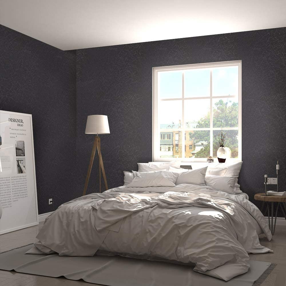 Abyssaly Black Silk Wallpaper Peel and Stick 15.7″ X x 393.7″,