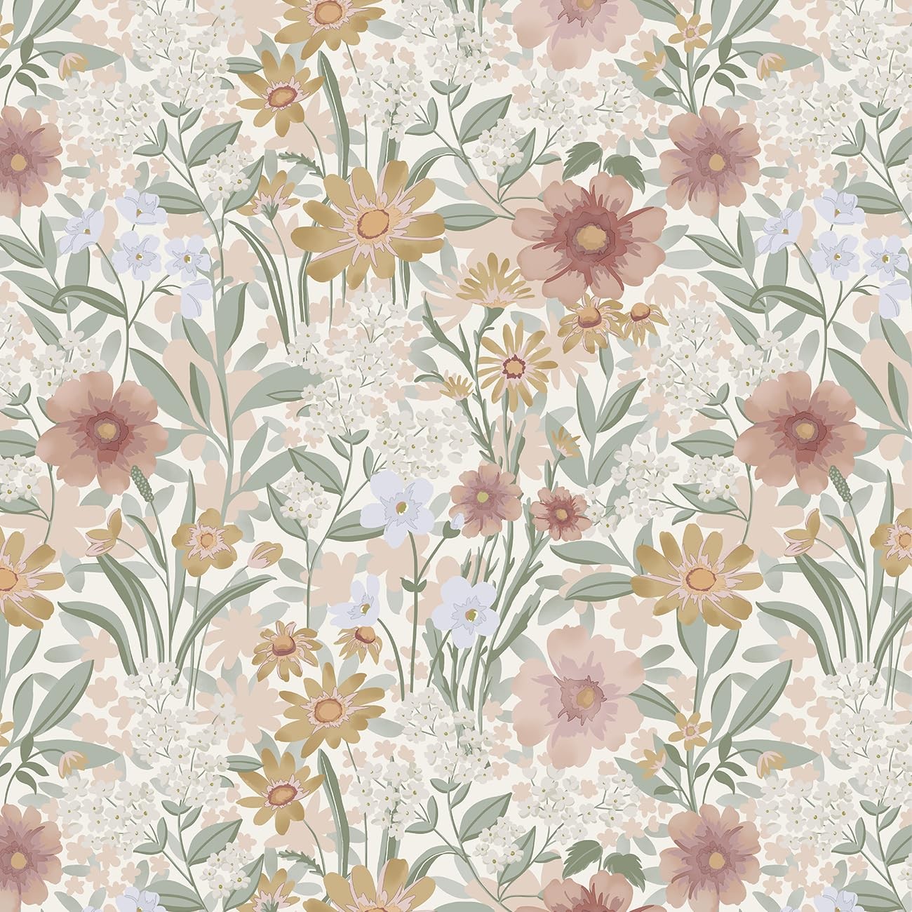 tiltil Peel and Stick Wallpaper 17.3″ x 78.8″, Red, pink, green, orange