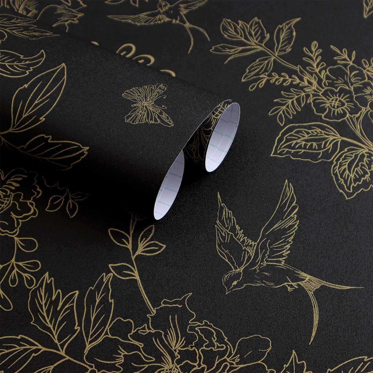 Froluya Black and Gold Wallpaper Peel 17.7″ x 393.7″,