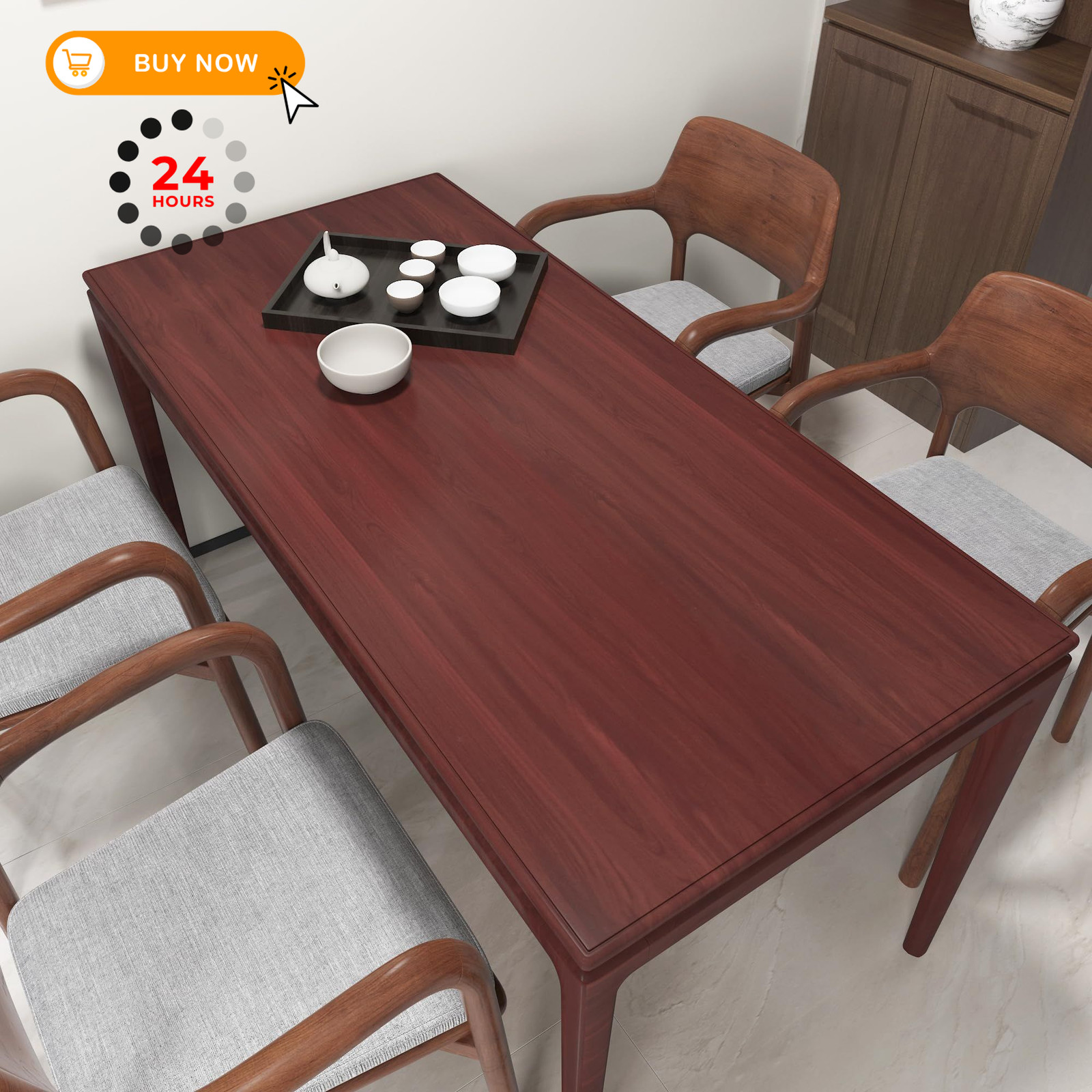 JSEVEM 24″×197″ Faux Cherry Wood Grain Wallpaper Peel 24″ x 197″, Red Brown